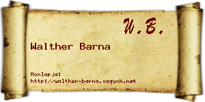 Walther Barna névjegykártya